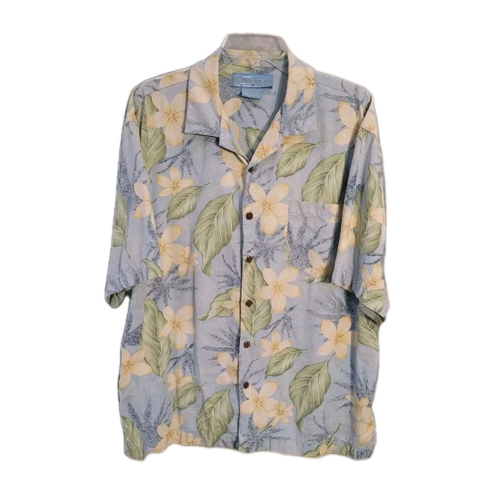 Hawaiian print‎ floral Men's Large 100% Silk Bermuda Bay